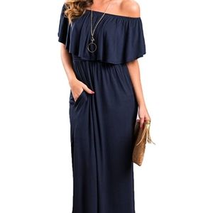 XL navy blue maxi dress with pockets